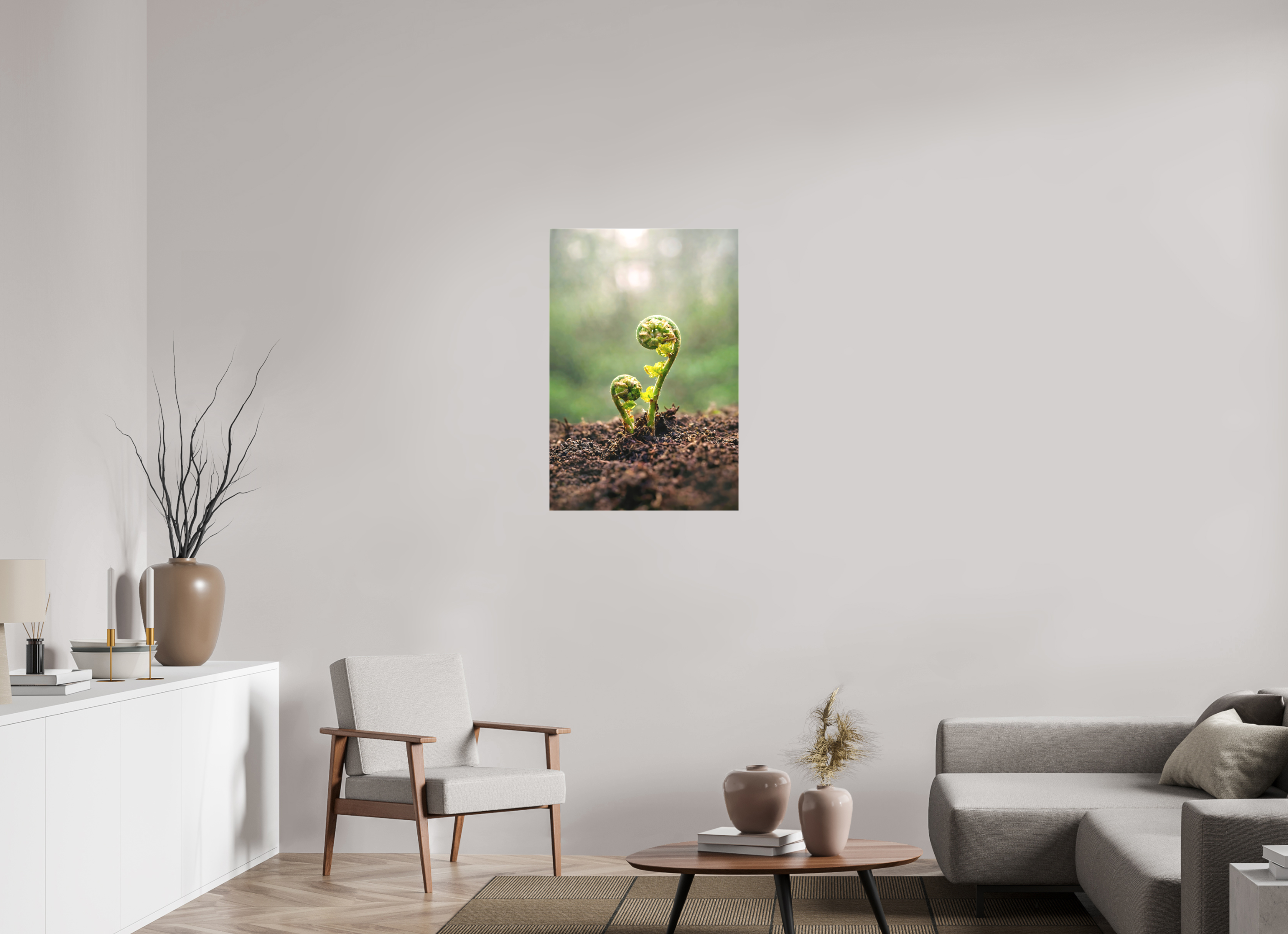 60 x 90 cm, Canvas Fiddlehead Twins – Emerging Forest Life