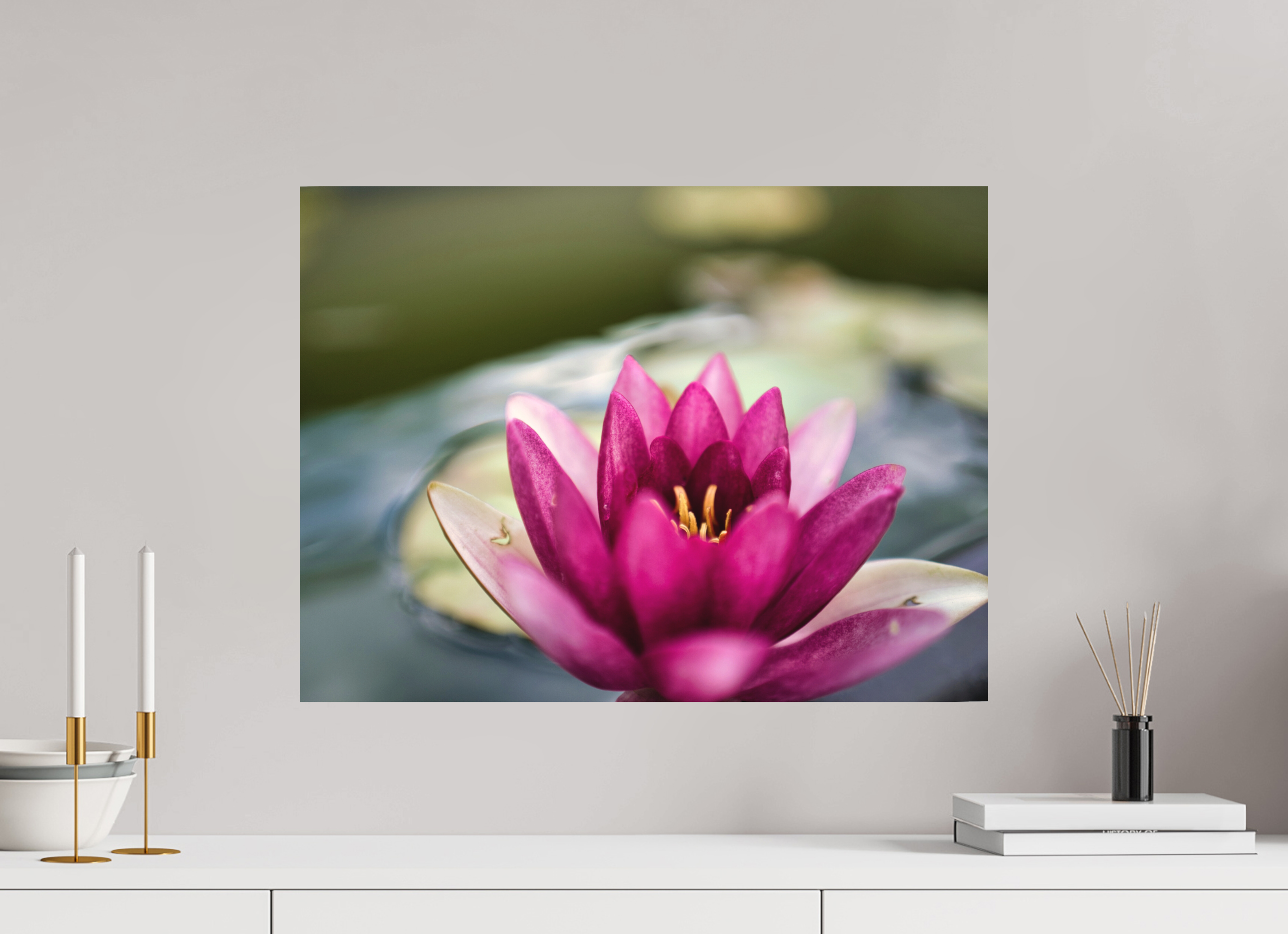 60 x 45 cm, Aluminum Dibond Water Lily Grace – Stillness in Bloom