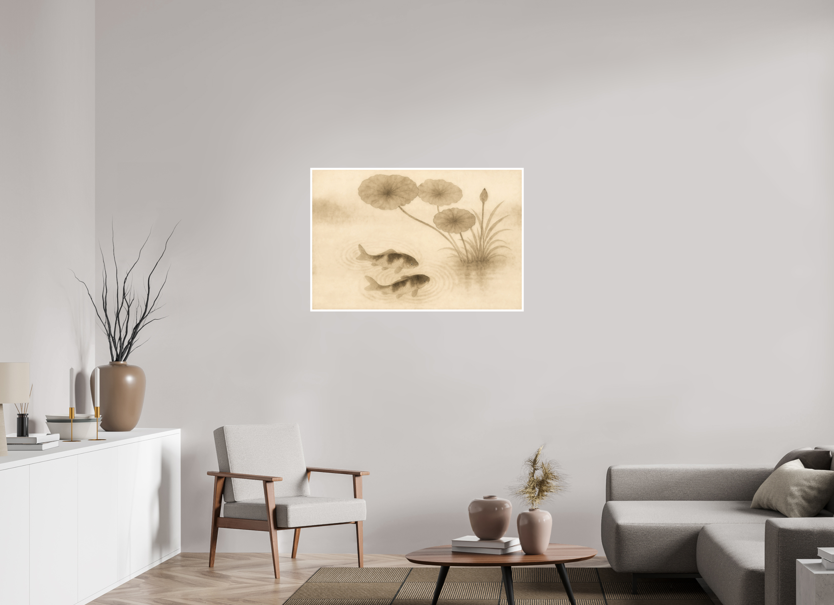 105 x 70 cm, Poster Koi & Lotus – Harmony in Still Water