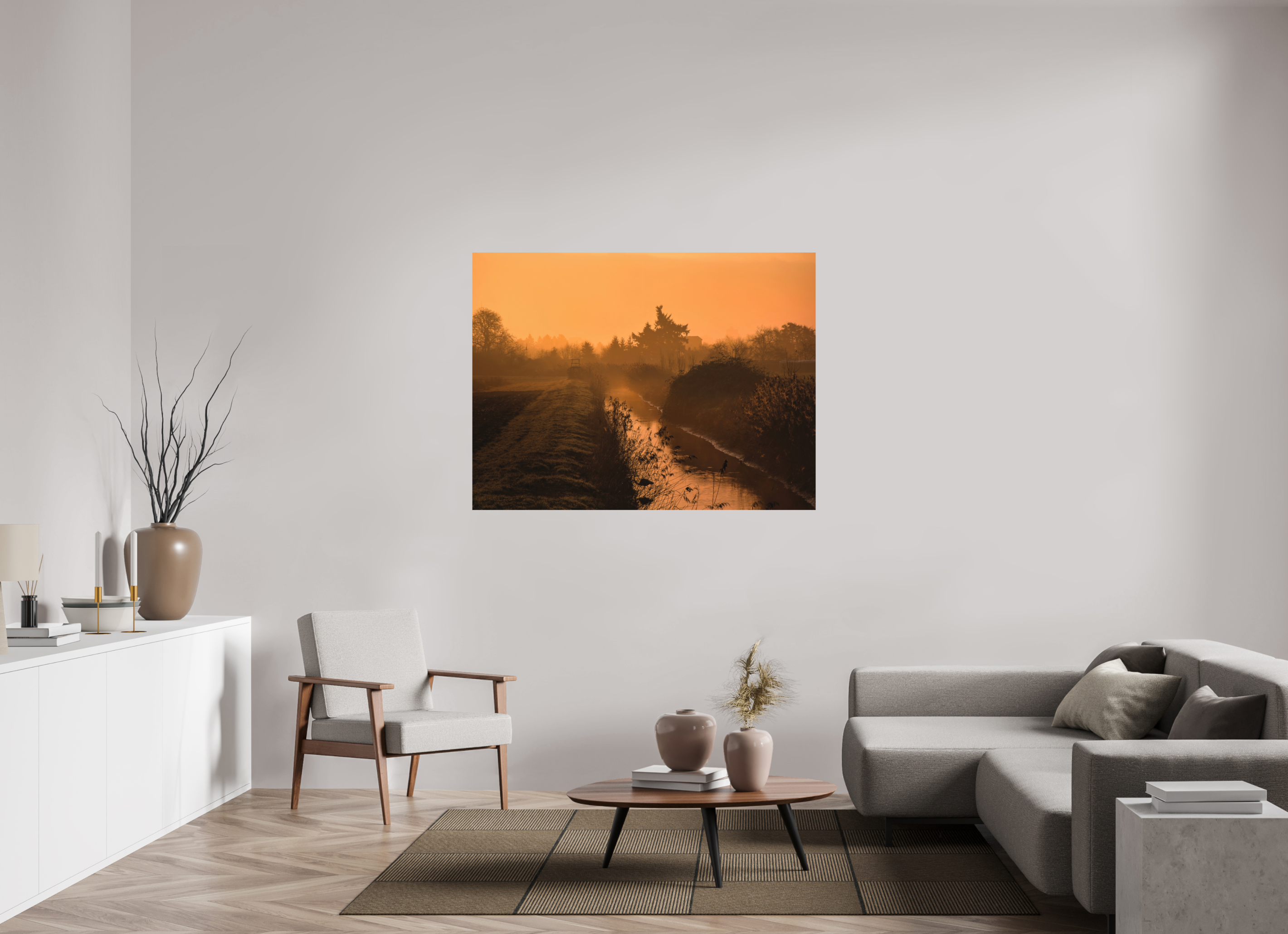 140 x 105 cm, Aluminum Dibond Path to Stillness: The Golden Morning