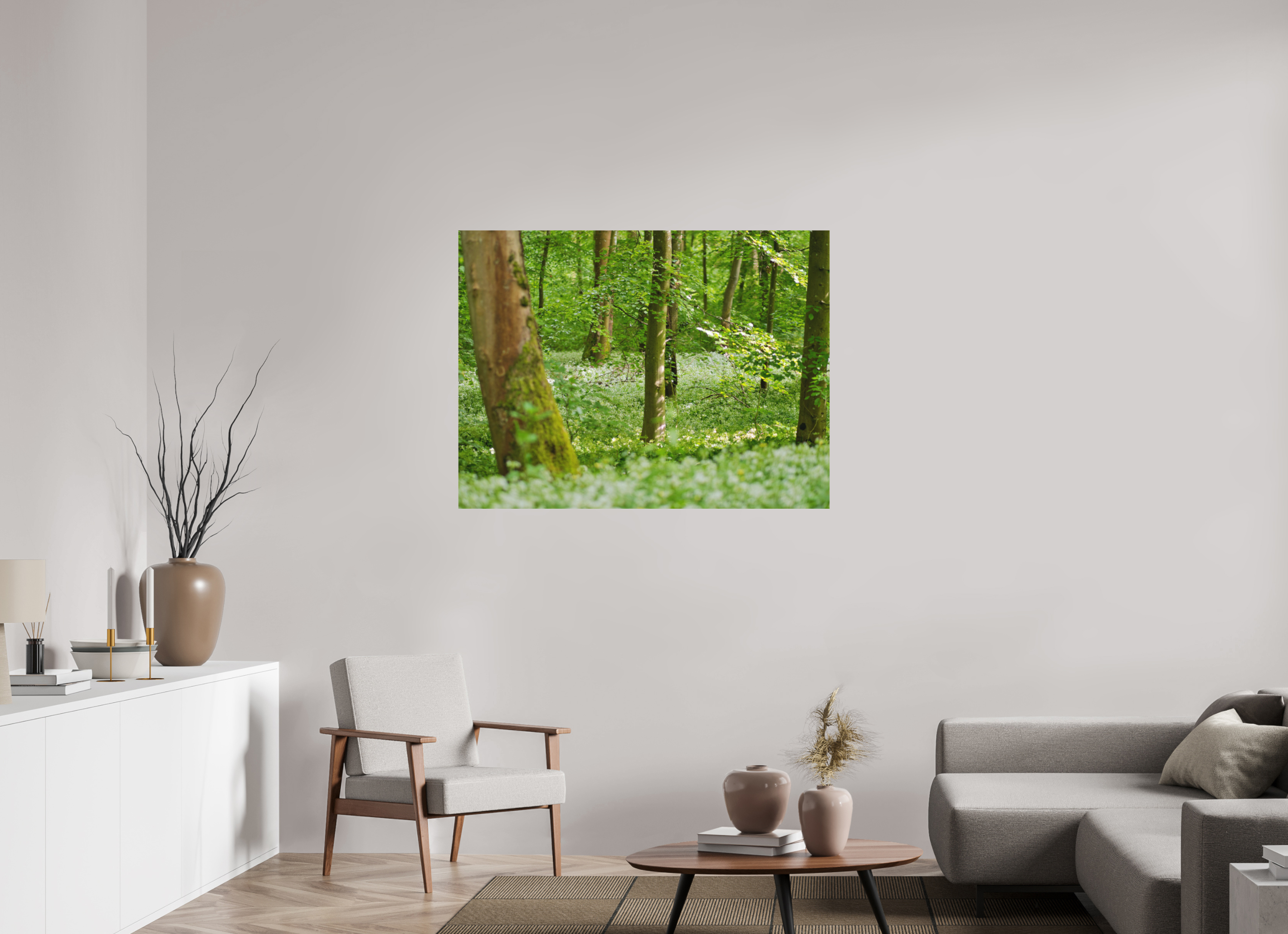 120 x 90 cm, Aluminum Dibond Forest Bloom – Whispering Spring Light