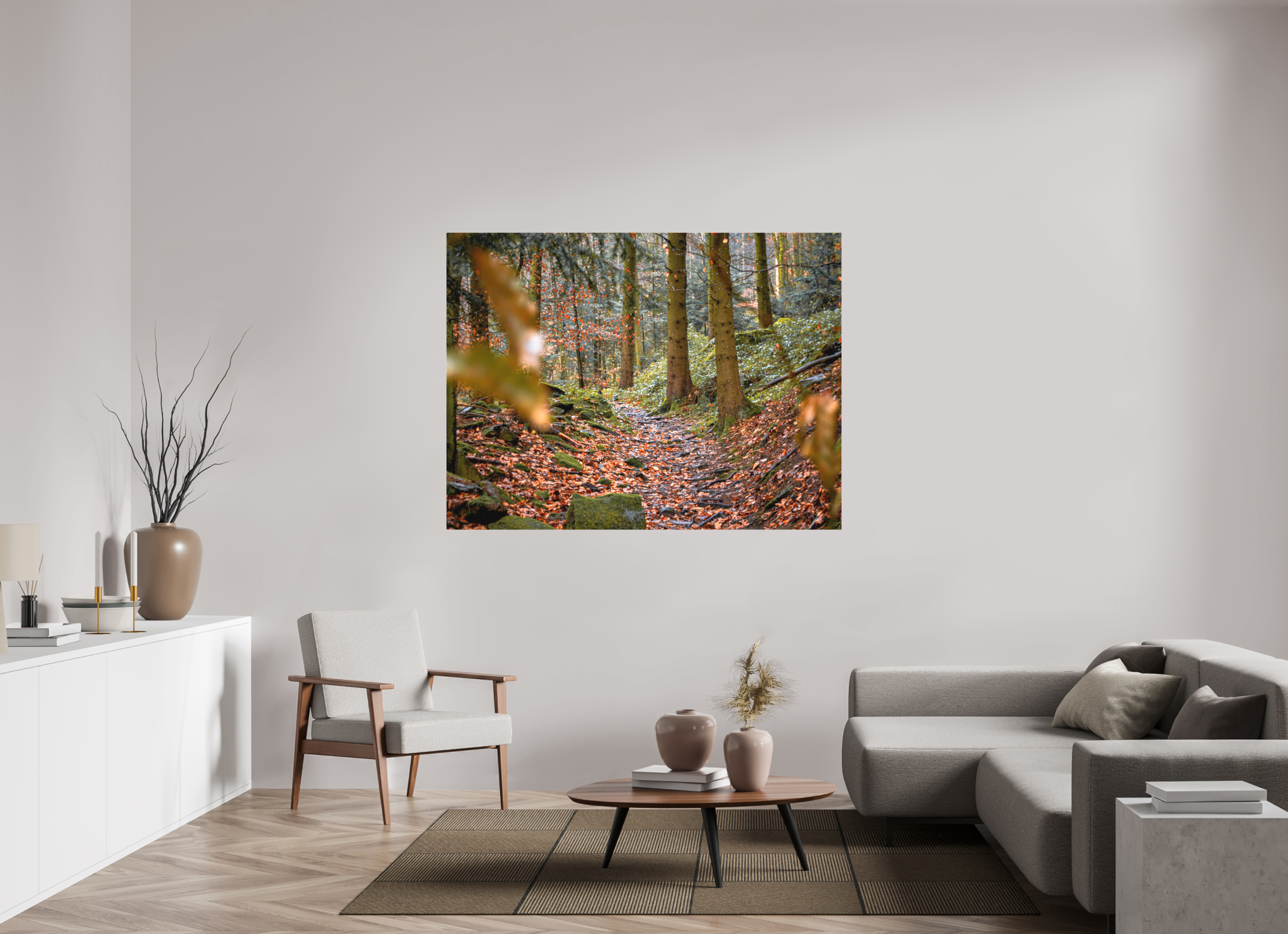 160 x 120 cm, Canvas Autumn Path – Quiet Steps Through the Woods