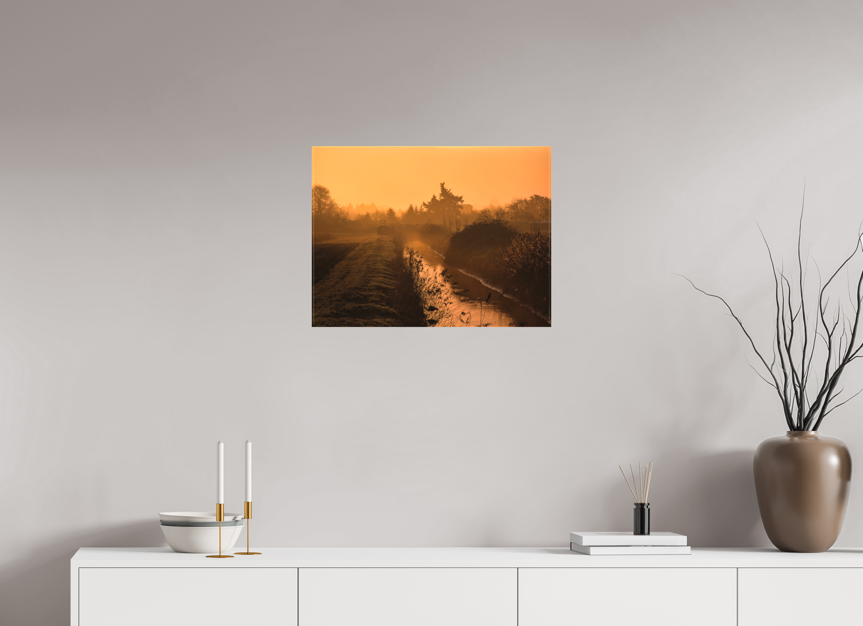 60 x 45 cm, Canvas Path to Stillness: The Golden Morning