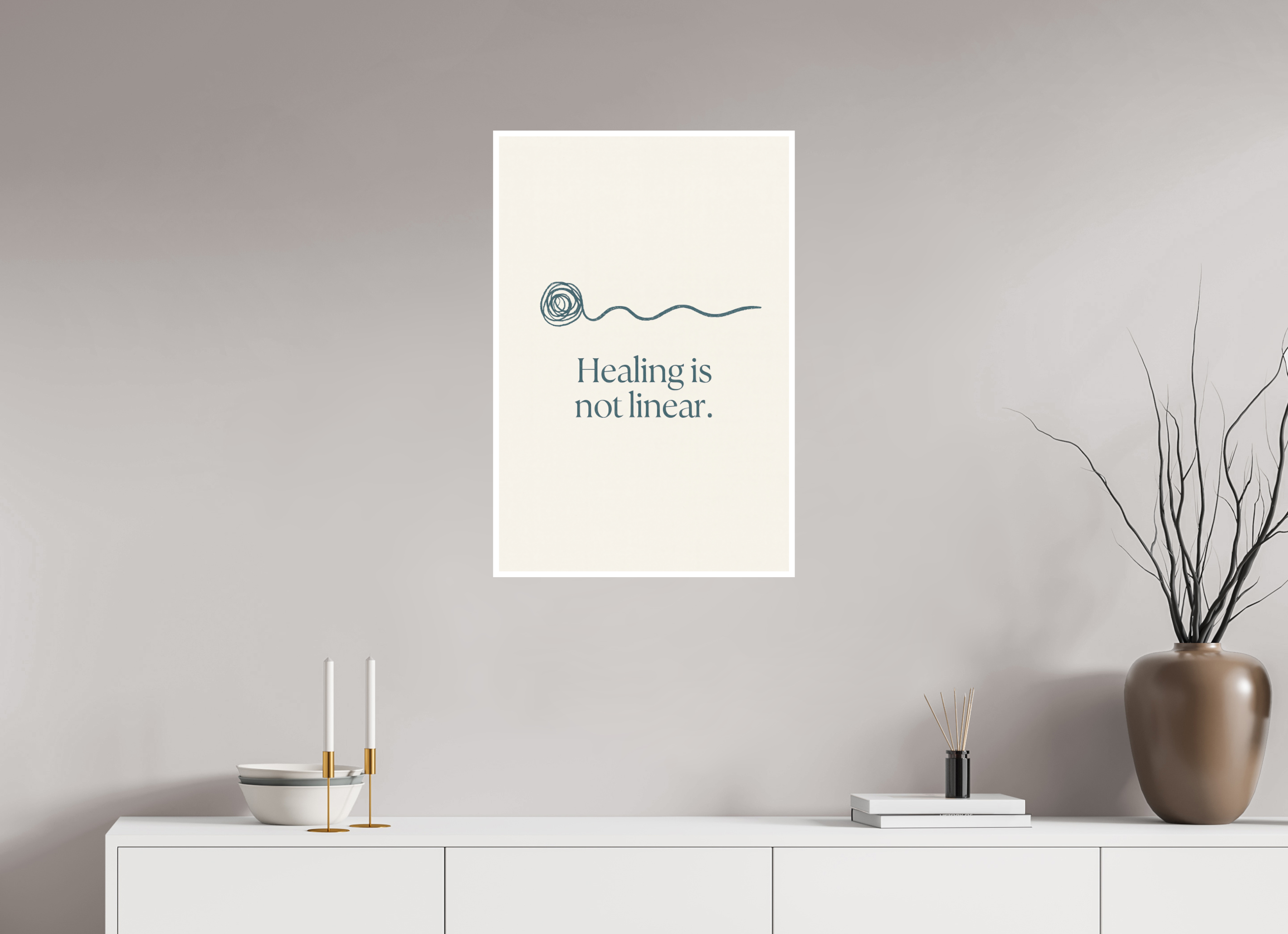 50 x 75 cm, Poster Healing Is Not Linear – Minimalist Affirmation Art