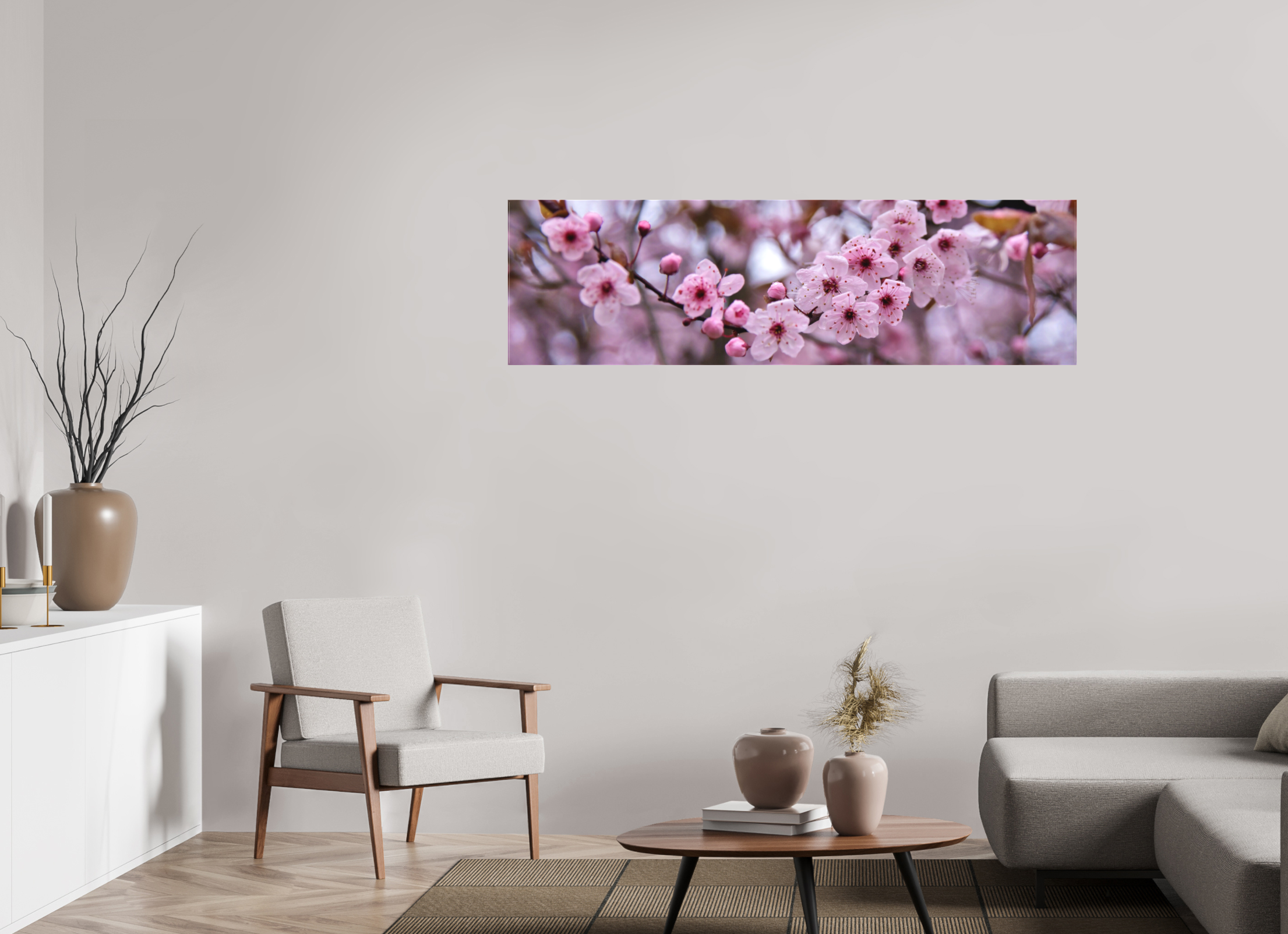 175 x 50 cm, Canvas Cherry Blossom Whisper – Spring’s Gentle Moment