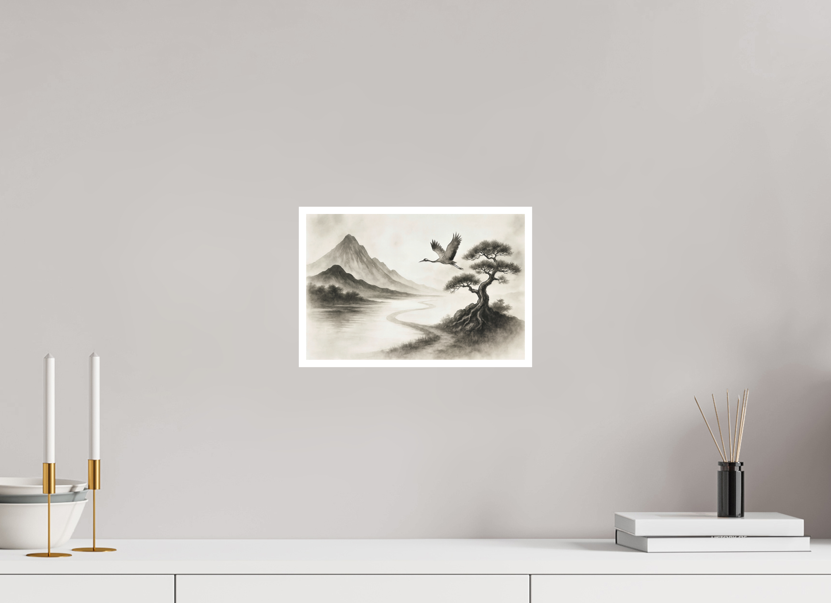 30 x 20 cm, Poster Mountain of Quiet Grace – Ink Landscape Art Print
