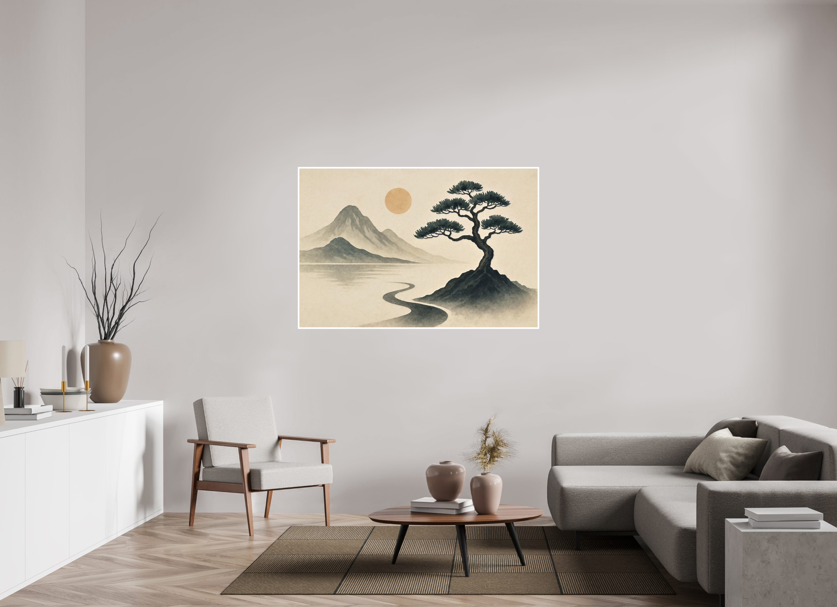 150 x 100 cm, Poster Solitary Path – Light Over Quiet Mountains
