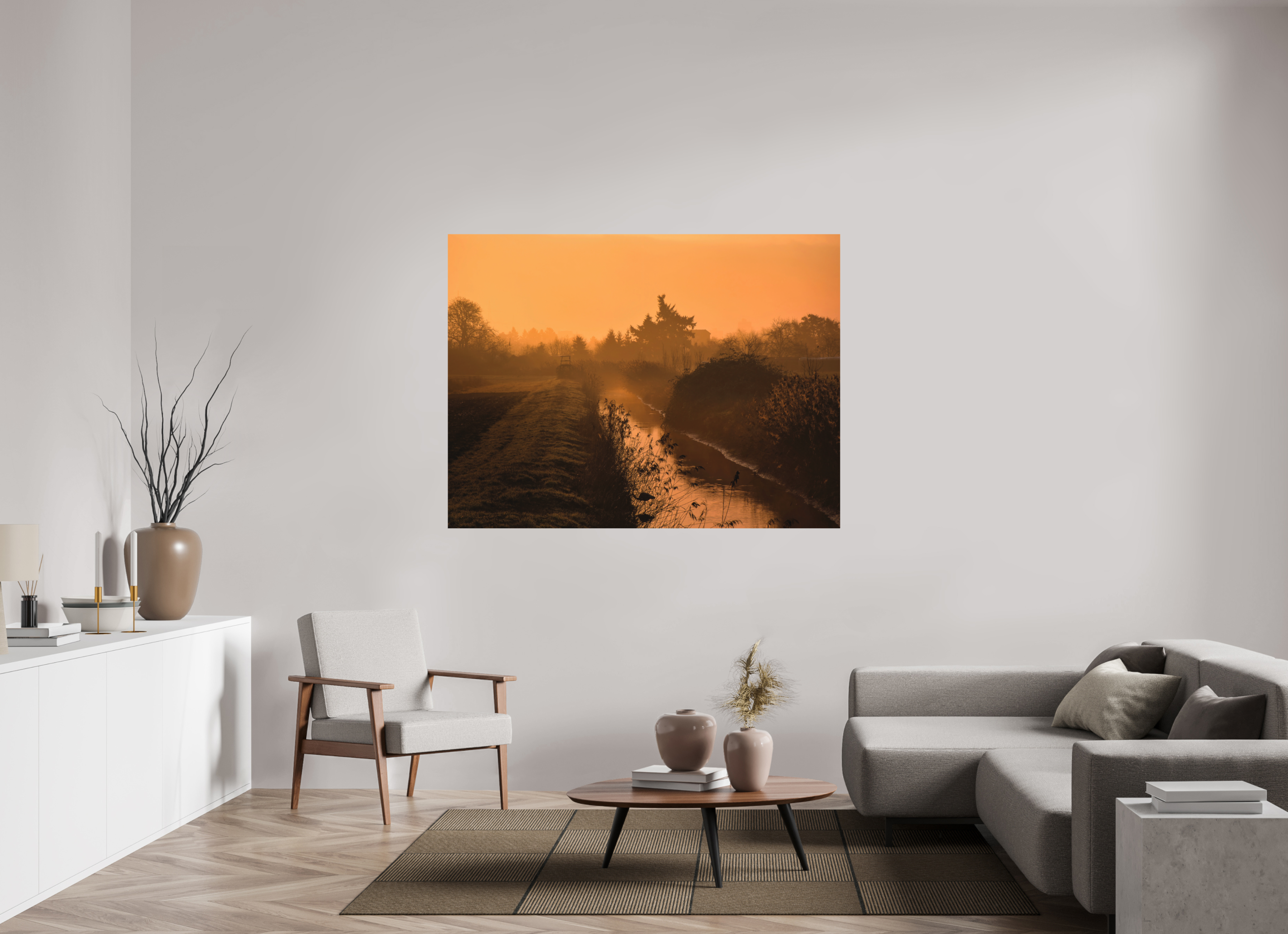 160 x 120 cm, Aluminum Dibond Path to Stillness: The Golden Morning