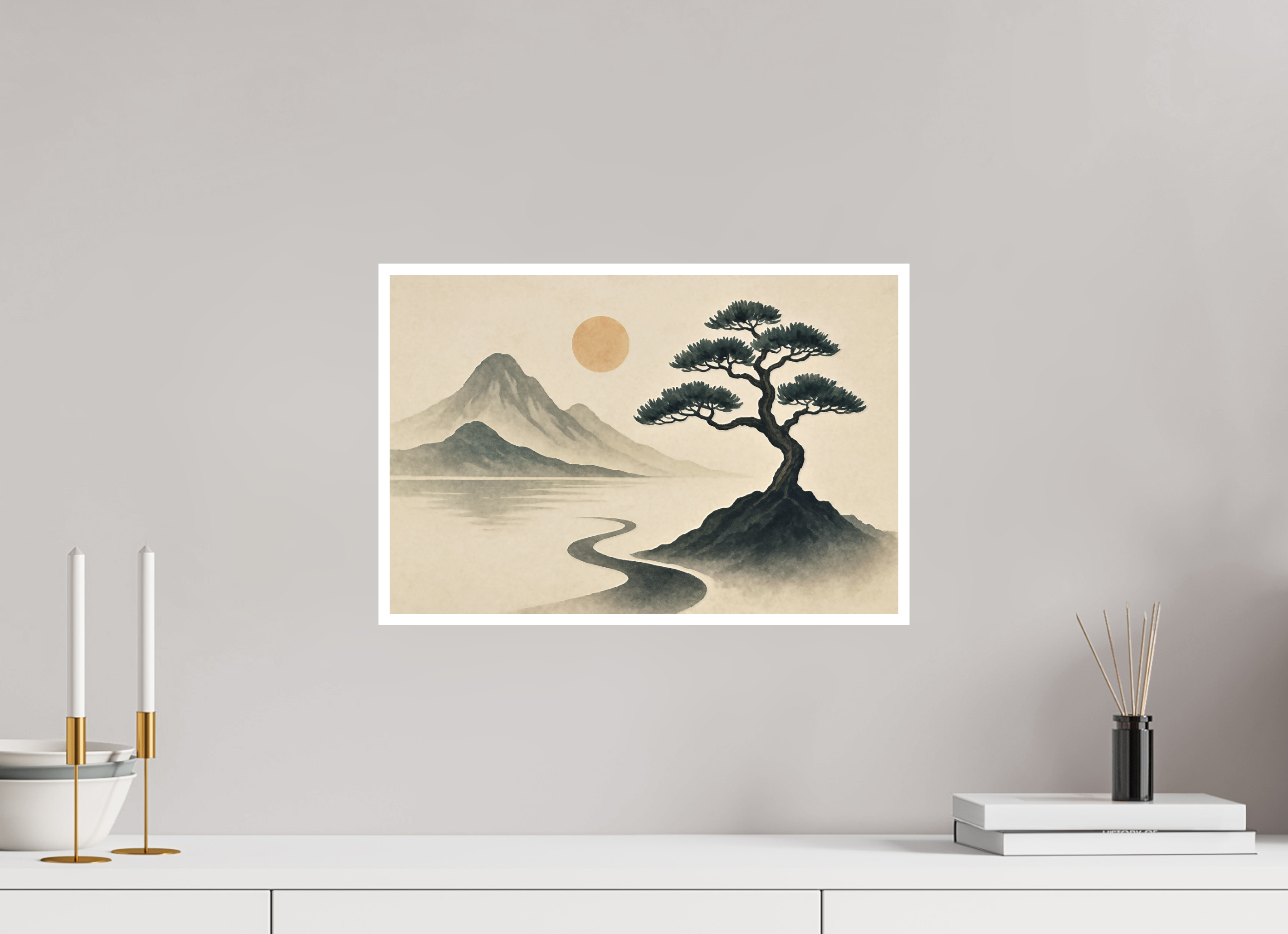 45 x 30 cm, Poster Solitary Path – Light Over Quiet Mountains