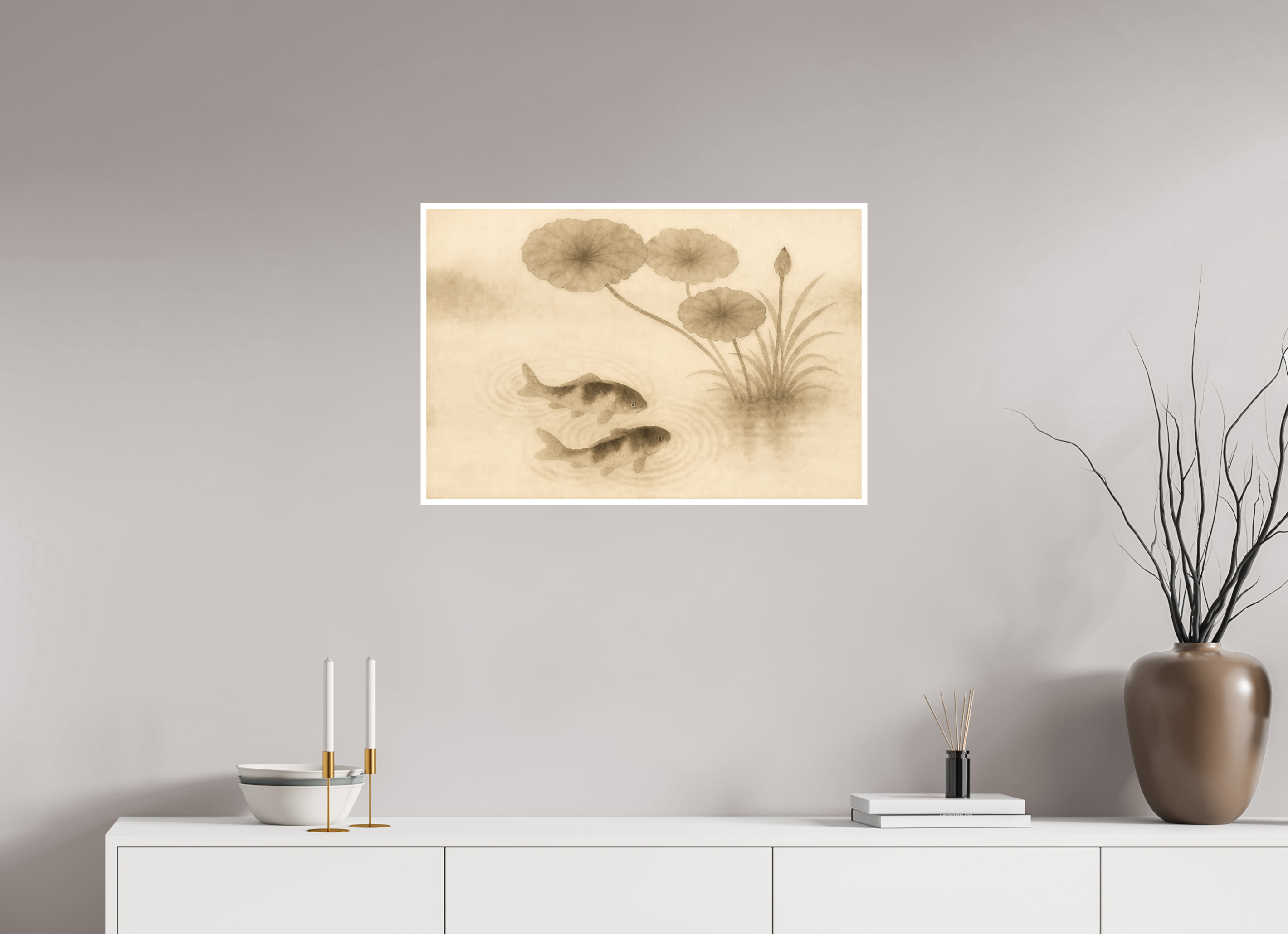 75 x 50 cm, Poster Koi & Lotus – Harmony in Still Water