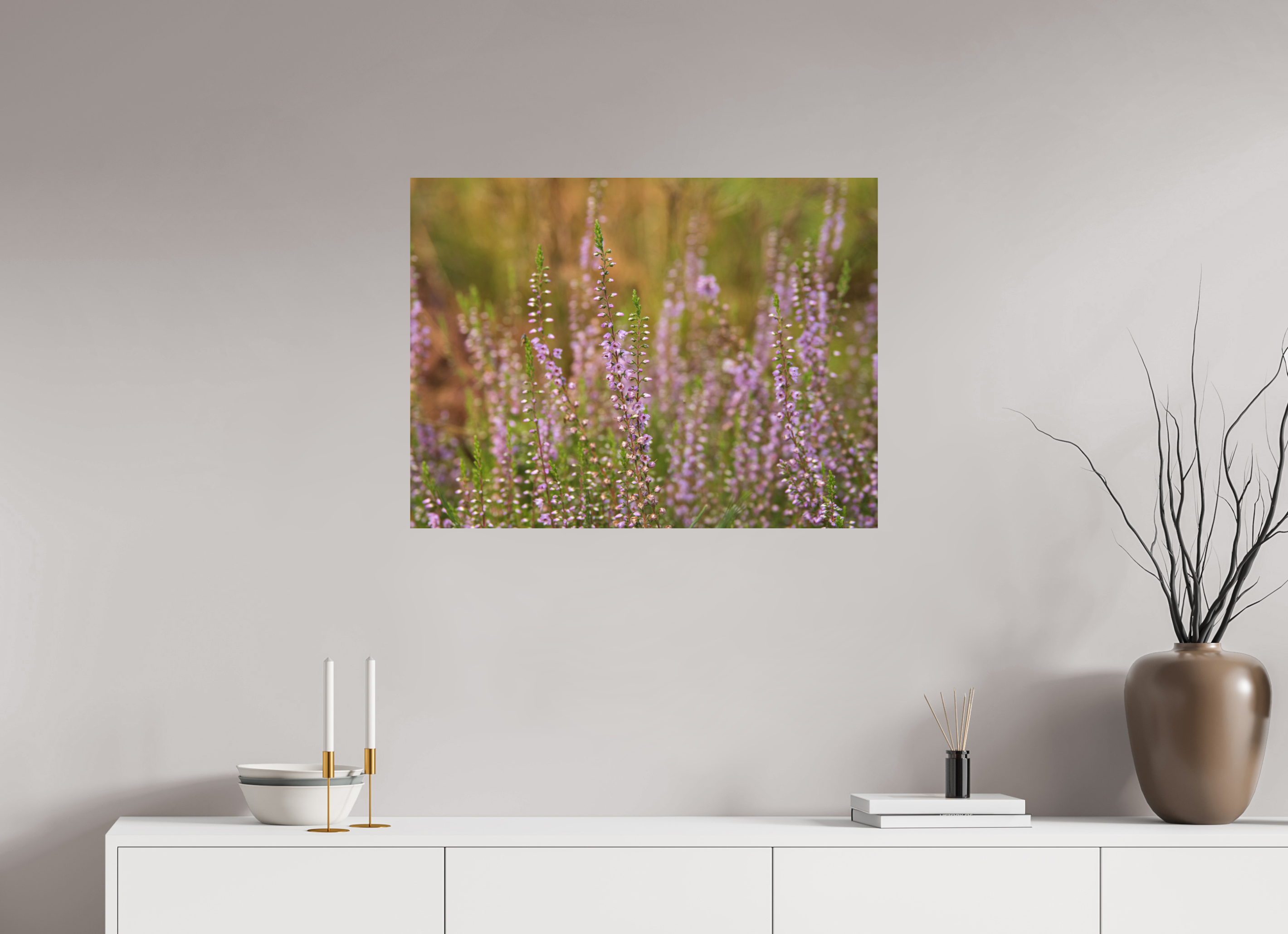 80 x 60 cm, Aluminum Dibond Heather Glow – Softness Across the Moor