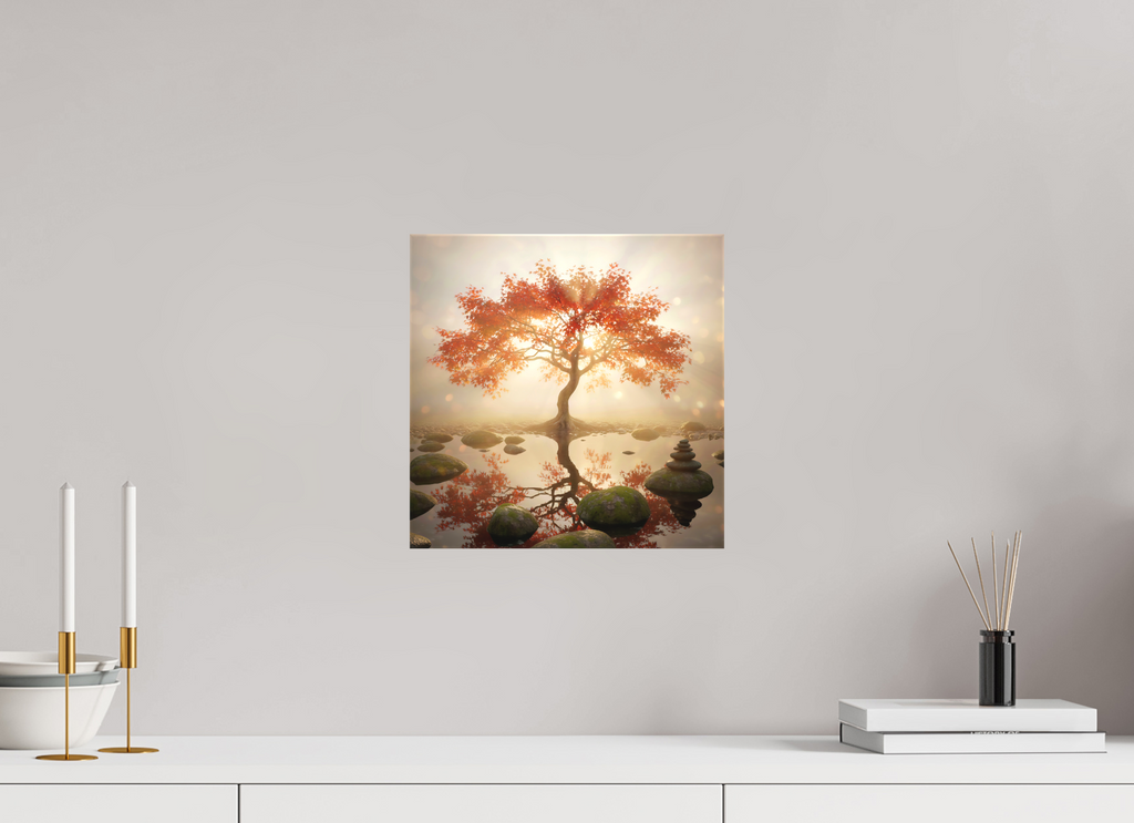 30 x 30 cm, Canvas Stillness Tree – Light Over Quiet Waters