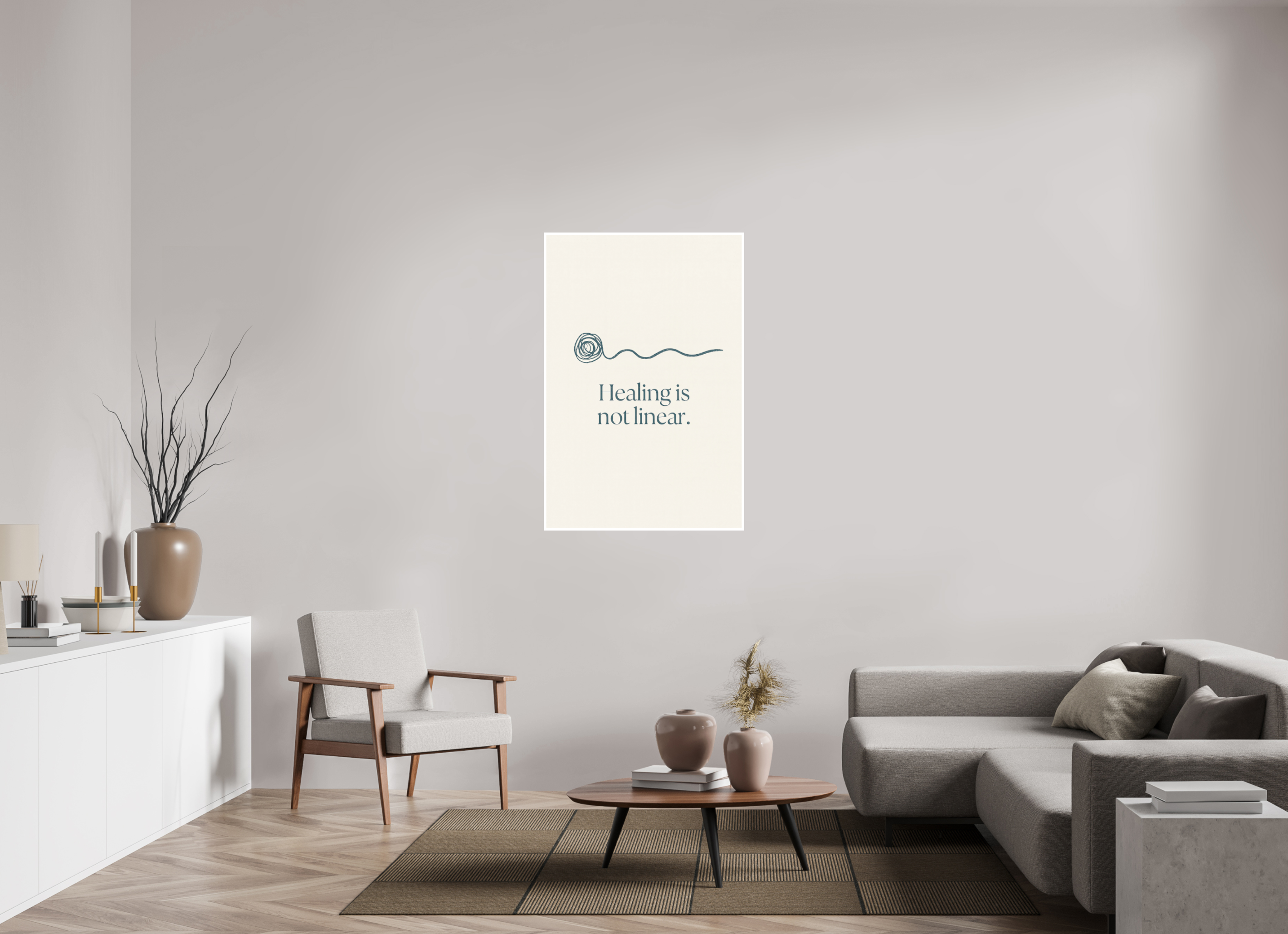 80 x 120 cm, Poster Healing Is Not Linear – Minimalist Affirmation Art