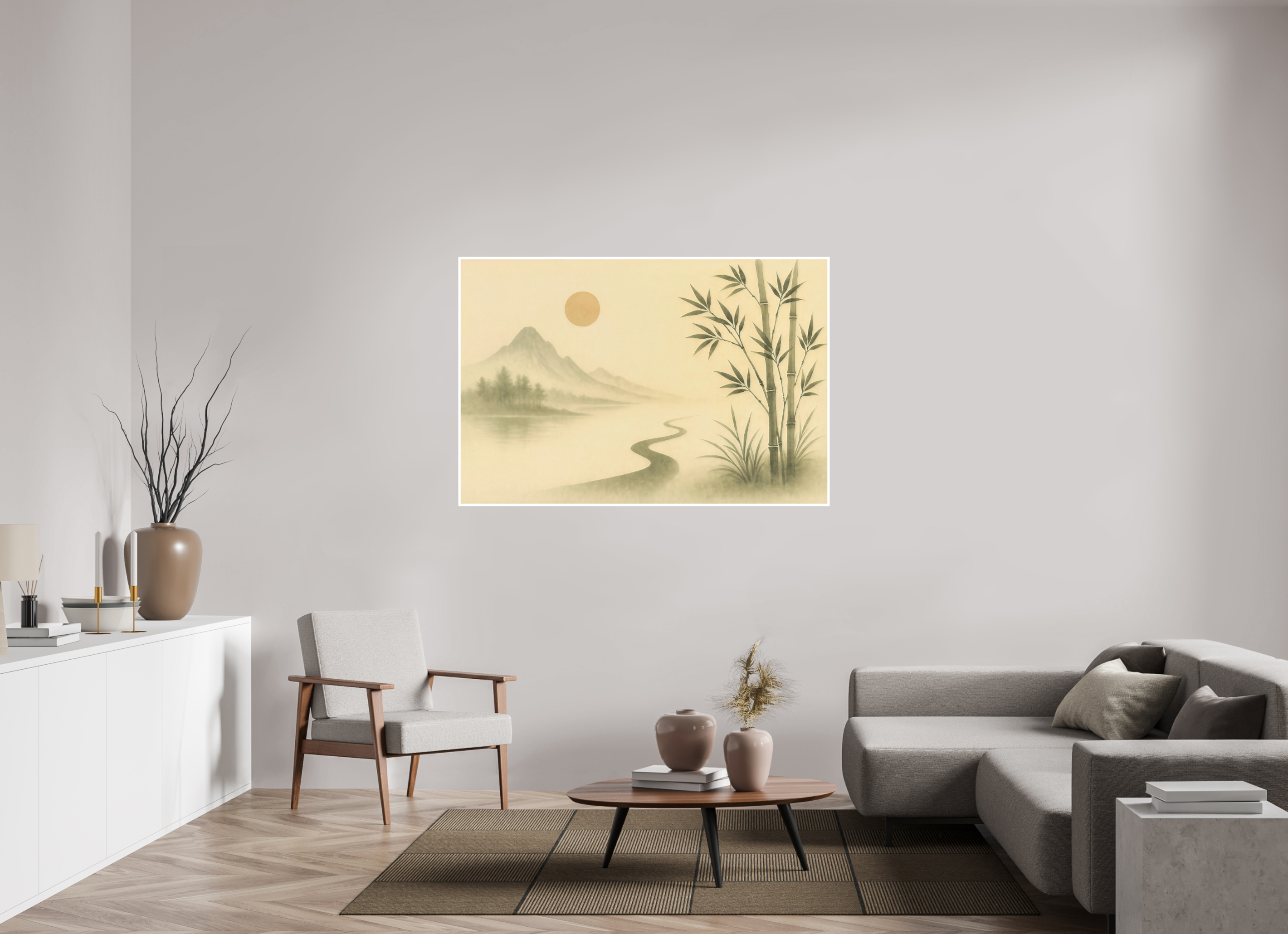 150 x 100 cm, Poster Silent River – Path Through the Mist