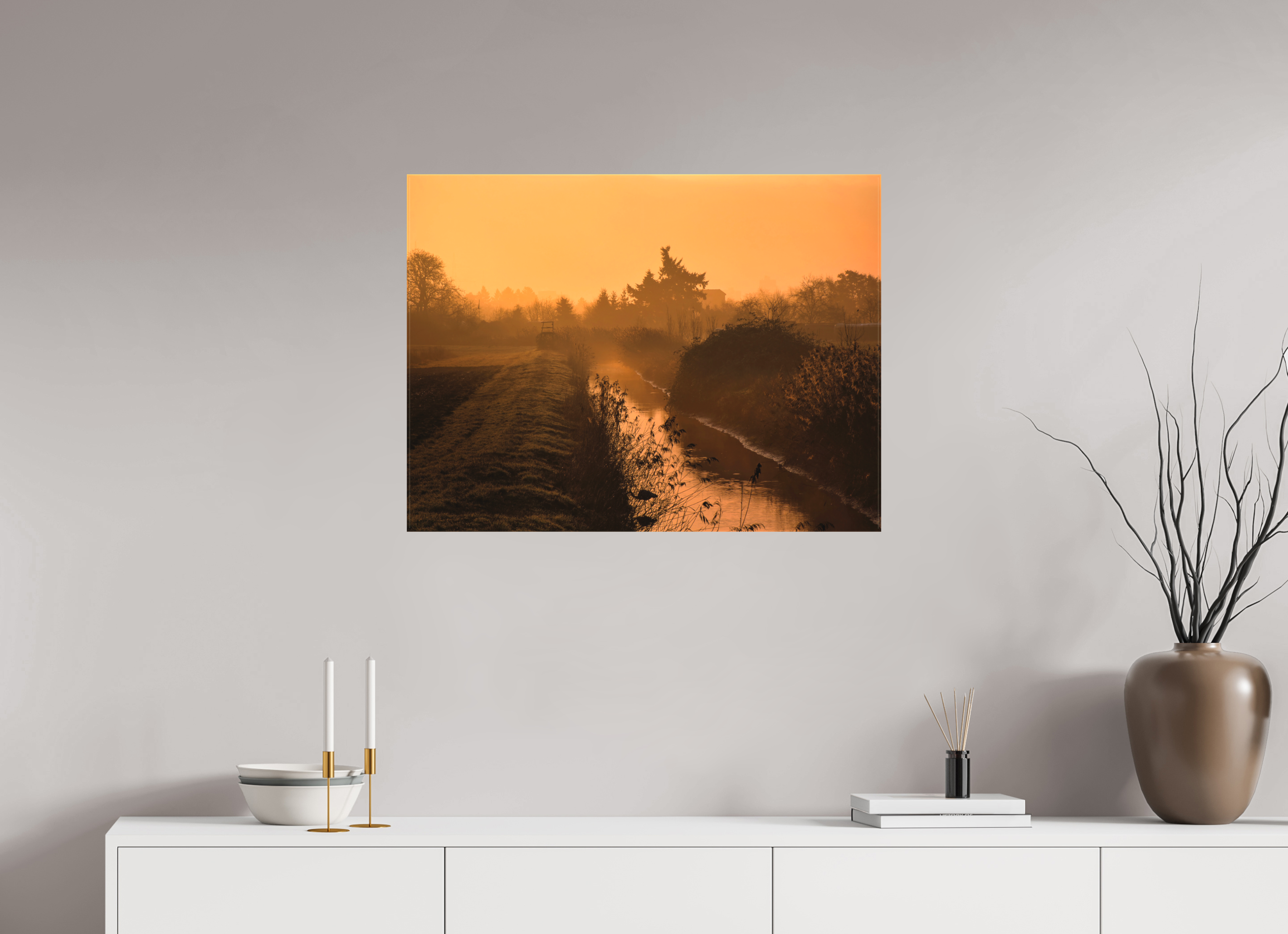 80 x 60 cm, Canvas Path to Stillness: The Golden Morning