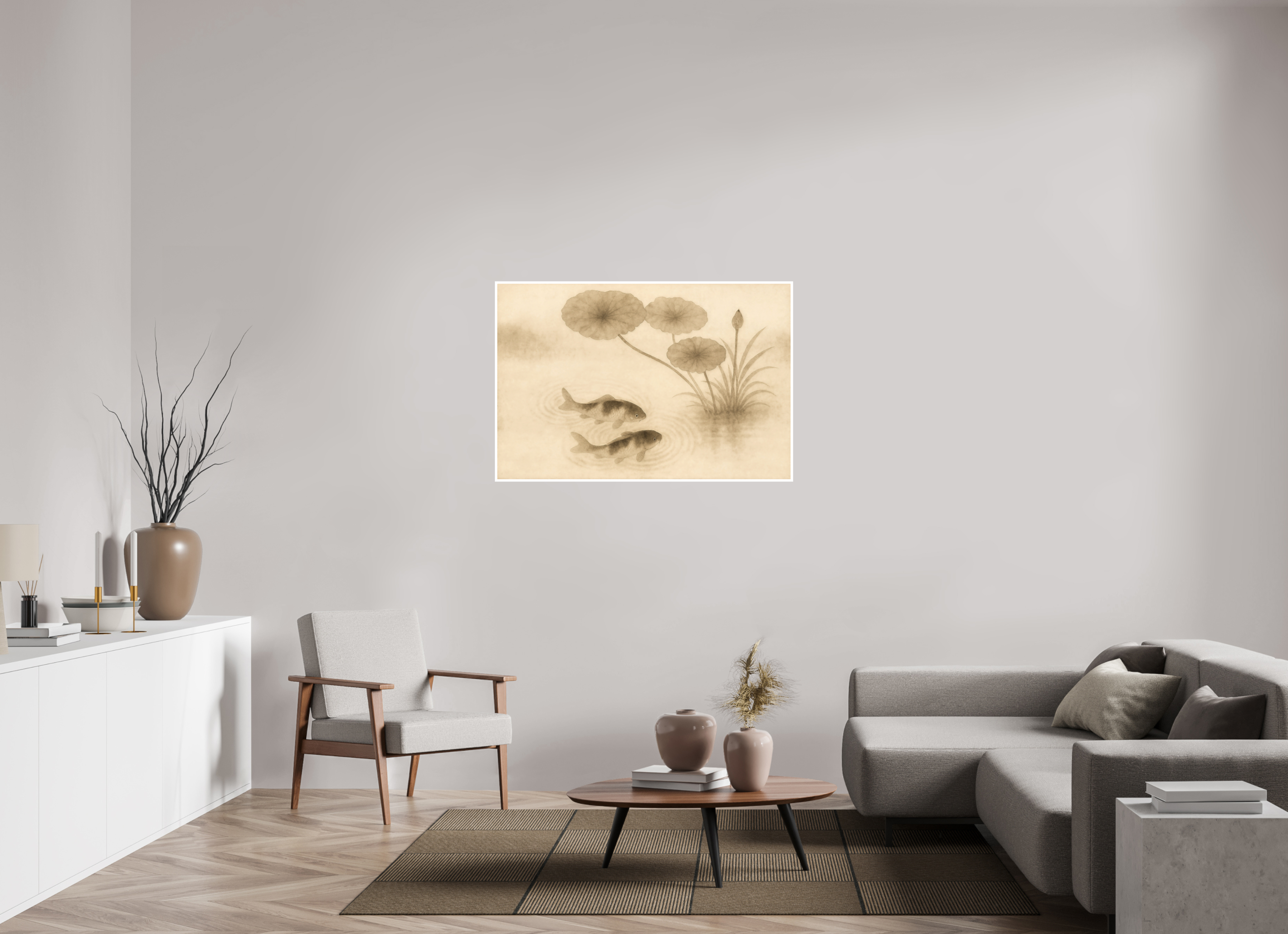120 x 80 cm, Poster Koi & Lotus – Harmony in Still Water