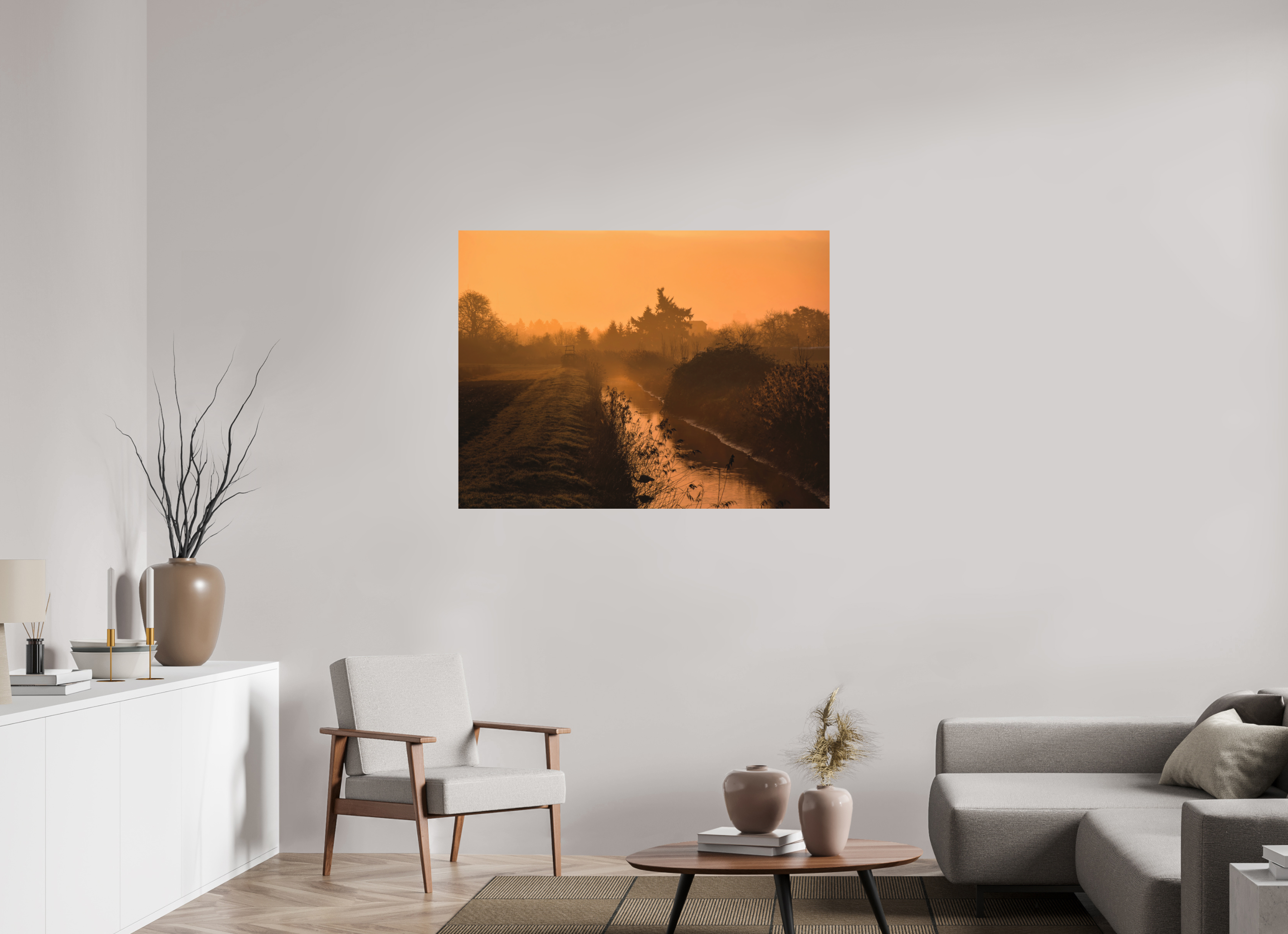 120 x 90 cm, Aluminum Dibond Path to Stillness: The Golden Morning