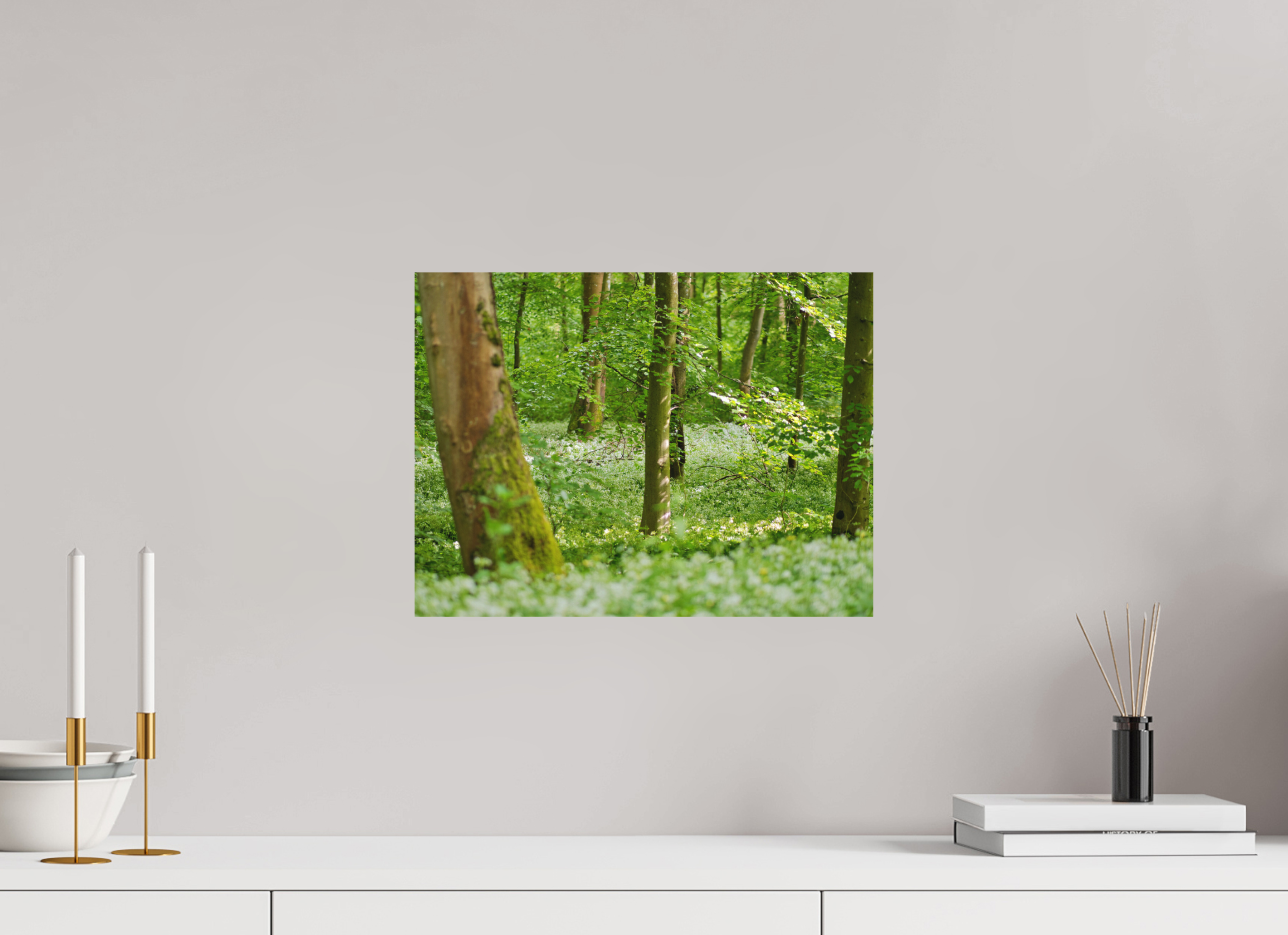 40 x 30 cm, Aluminum Dibond Forest Bloom – Whispering Spring Light
