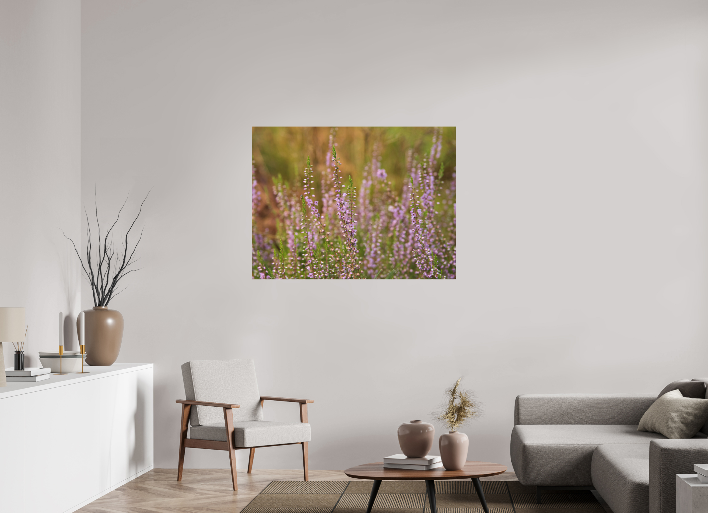 120 x 90 cm, Aluminum Dibond Heather Glow – Softness Across the Moor