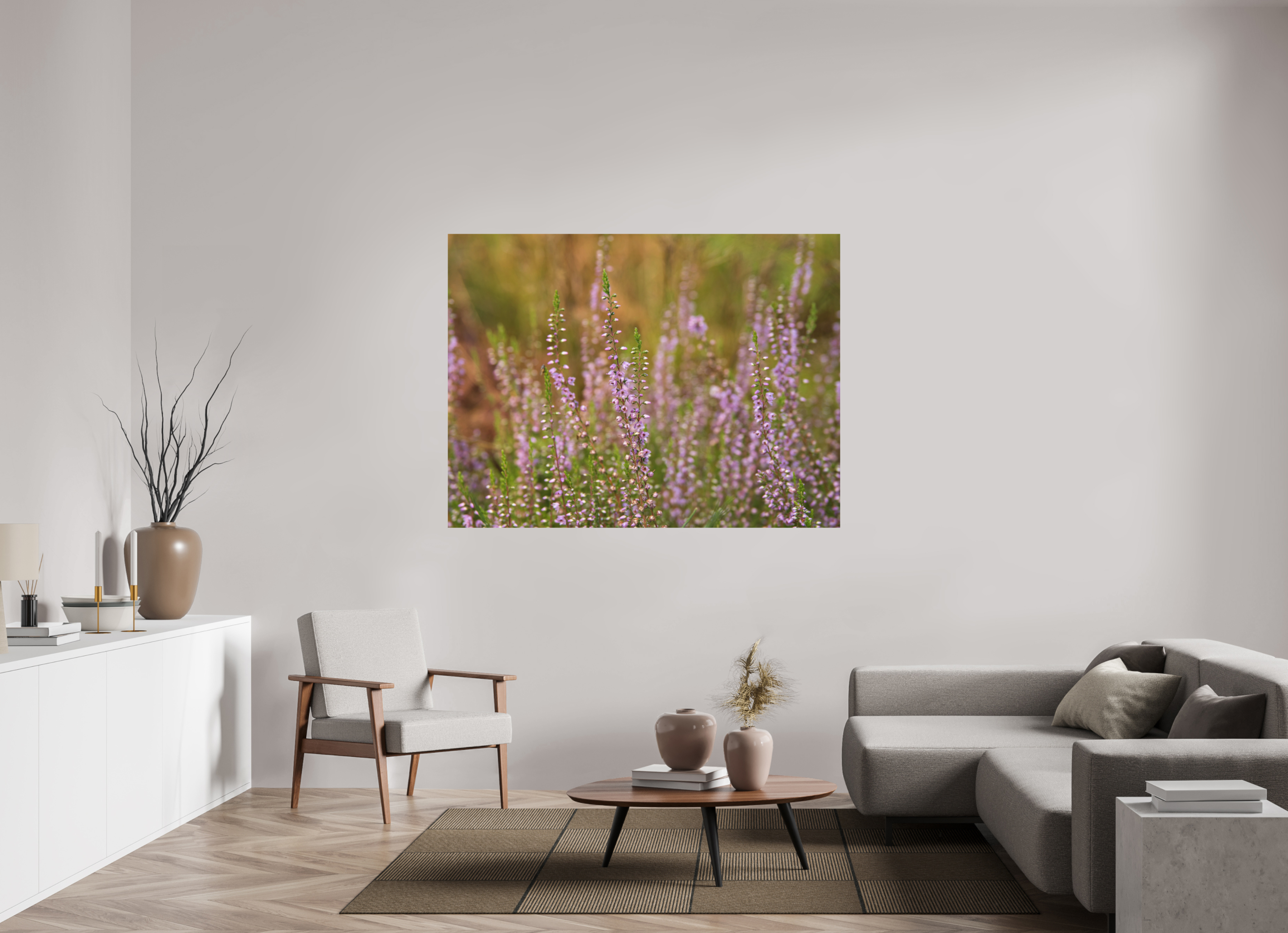 160 x 120 cm, Aluminum Dibond Heather Glow – Softness Across the Moor