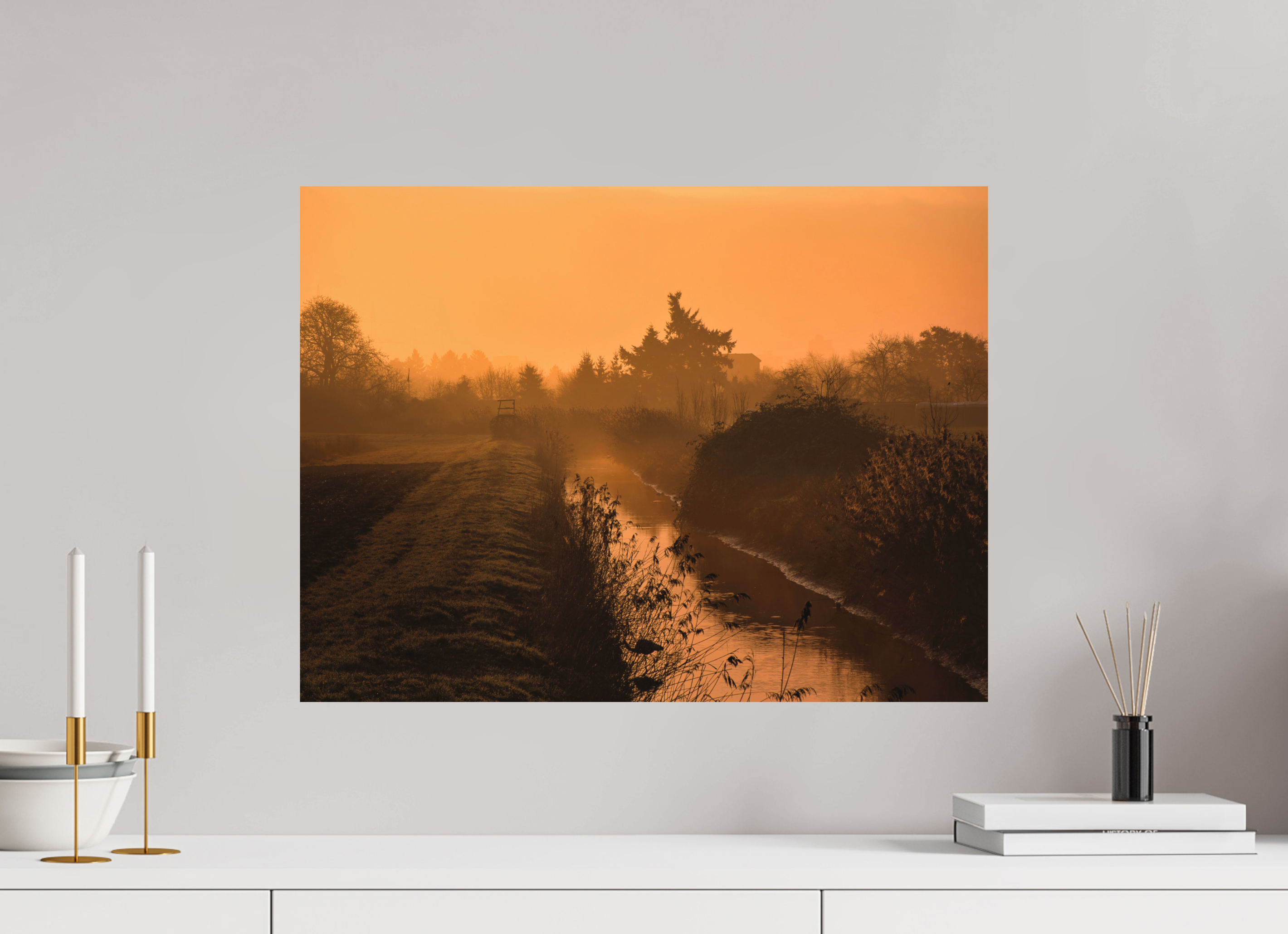 60 x 45 cm, Aluminum Dibond Path to Stillness: The Golden Morning