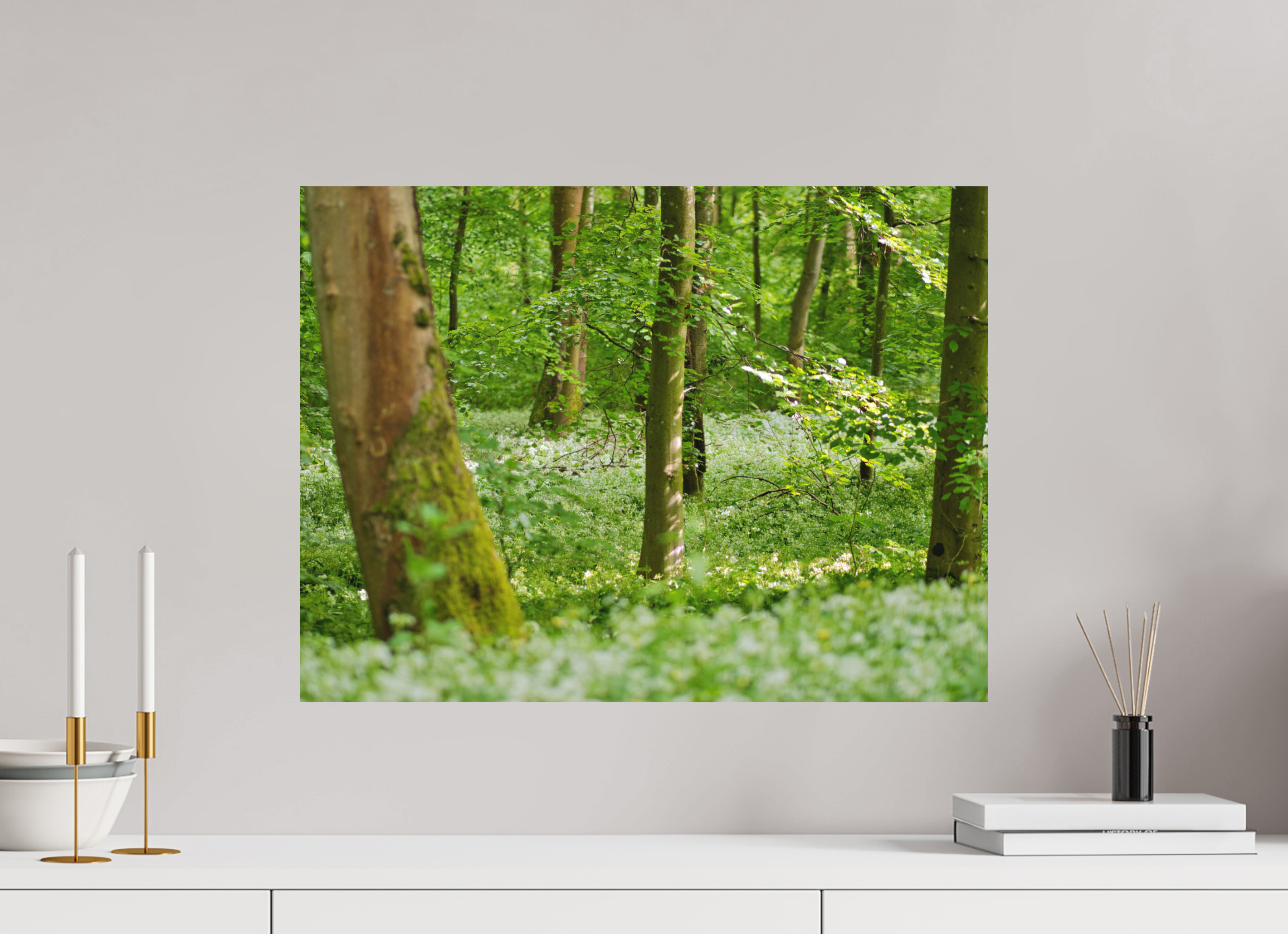 60 x 45 cm, Aluminum Dibond Forest Bloom – Whispering Spring Light