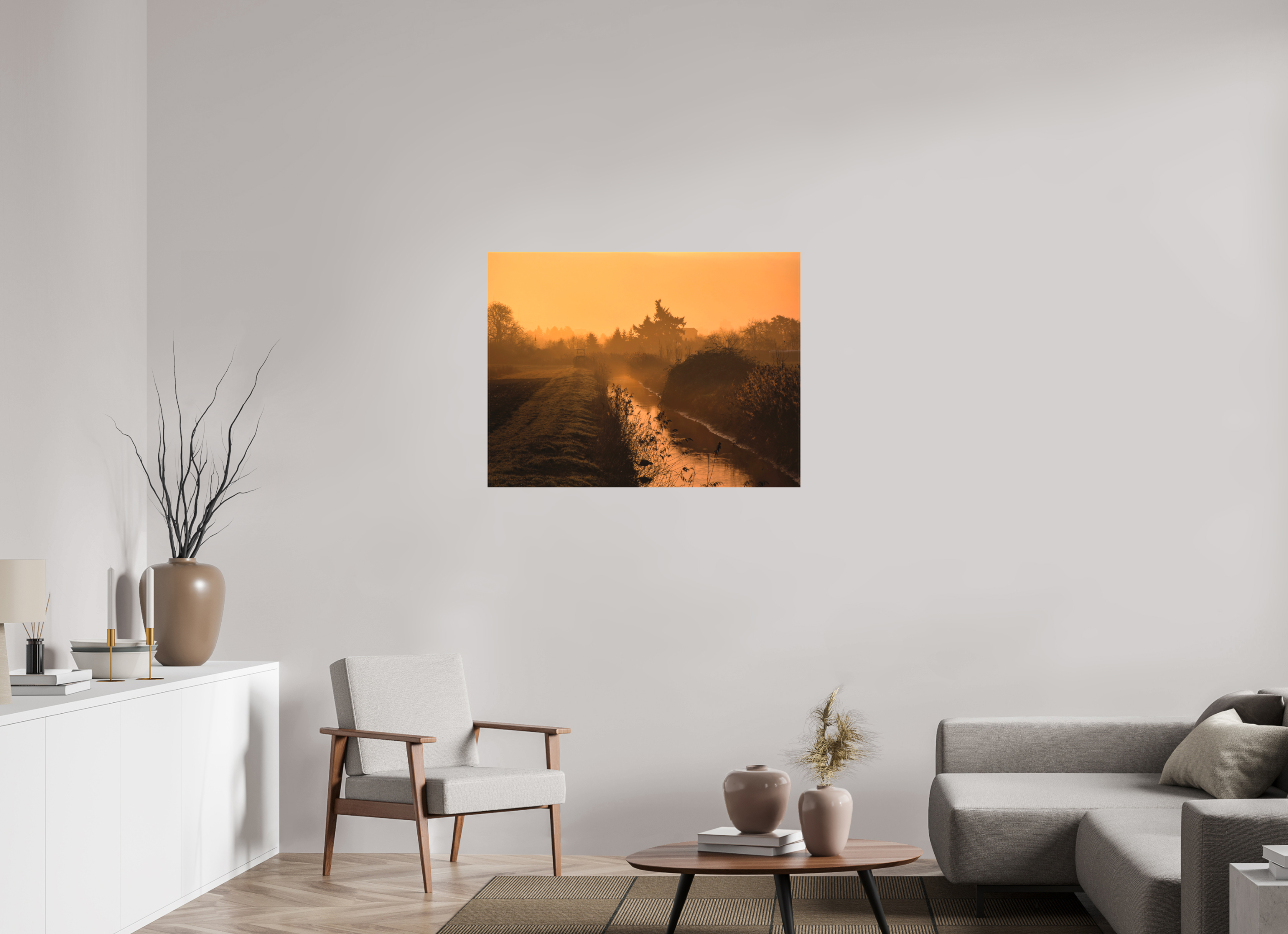100 x 75 cm, Canvas Path to Stillness: The Golden Morning