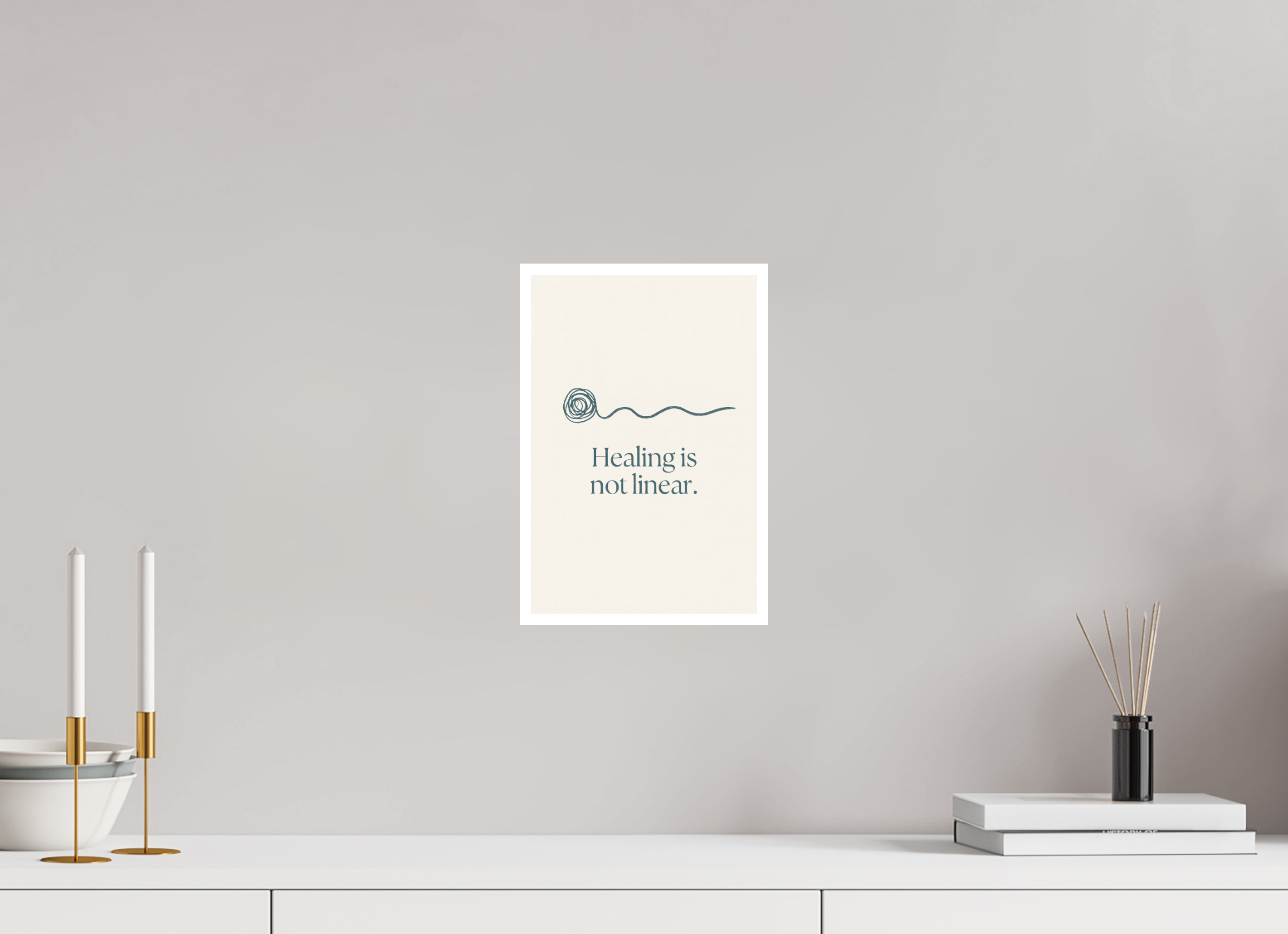20 x 30 cm, Poster Healing Is Not Linear – Minimalist Affirmation Art