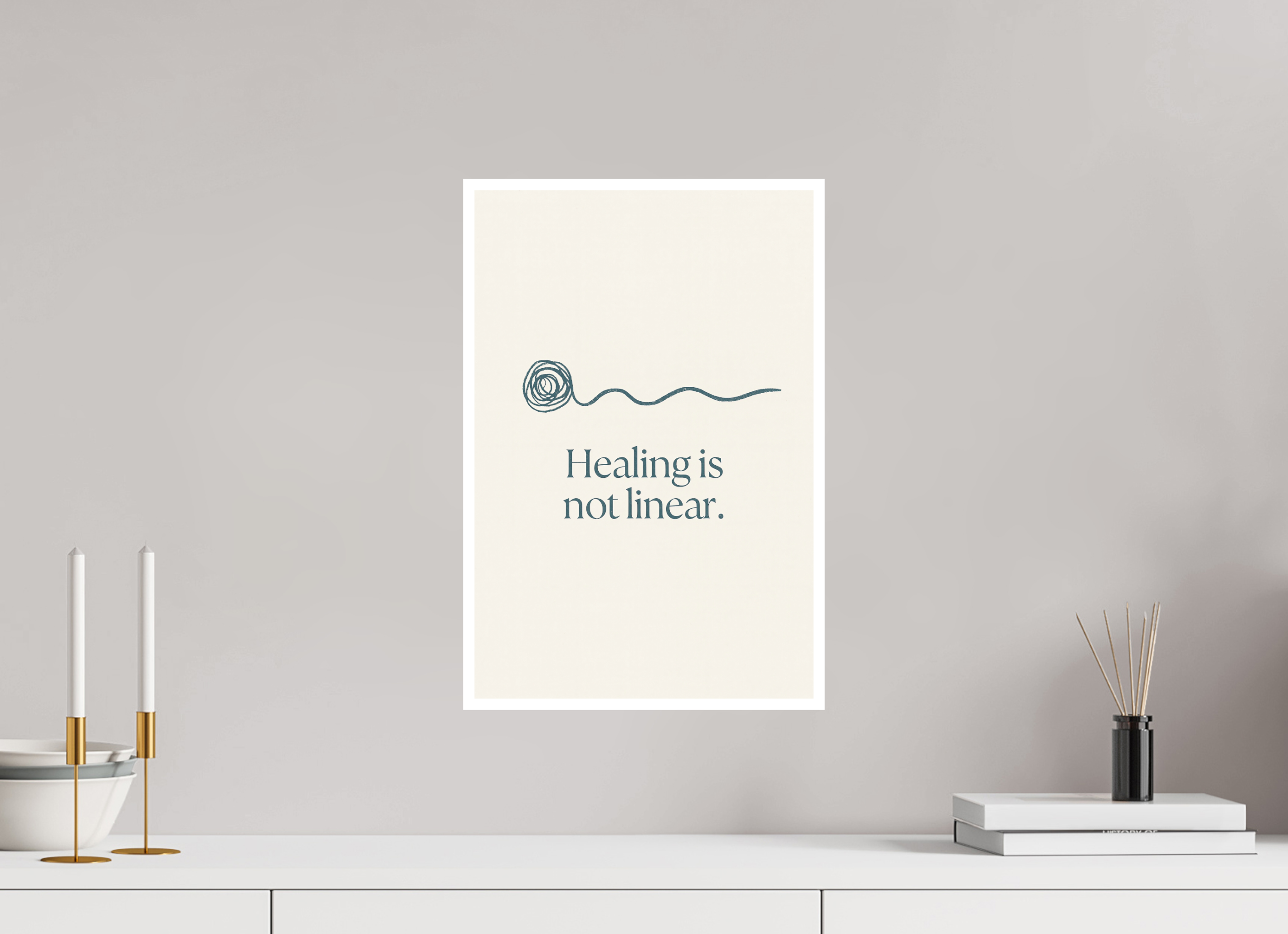 30 x 45 cm, Poster Healing Is Not Linear – Minimalist Affirmation Art
