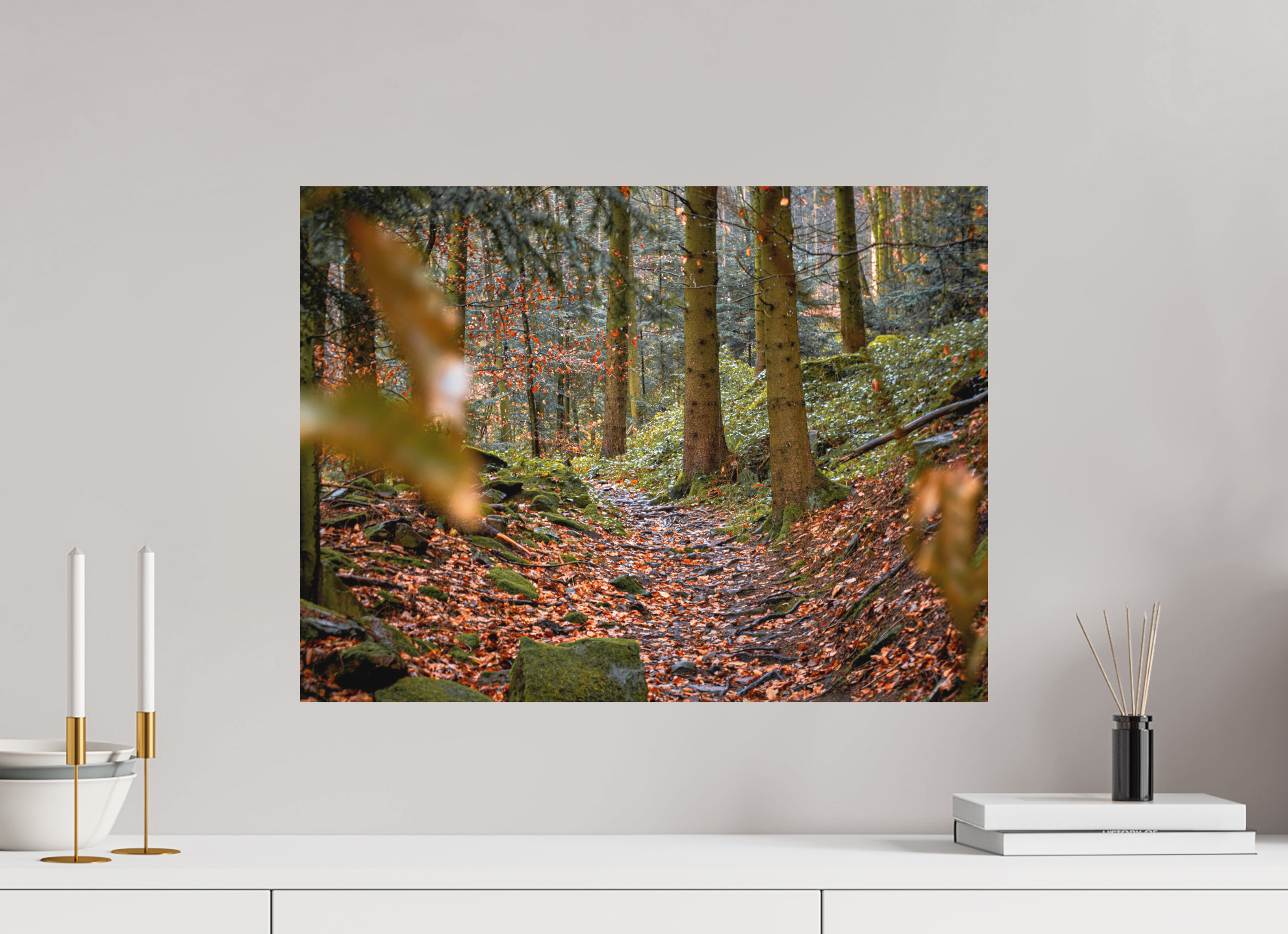 60 x 45 cm, Aluminum Dibond Autumn Path – Quiet Steps Through the Woods