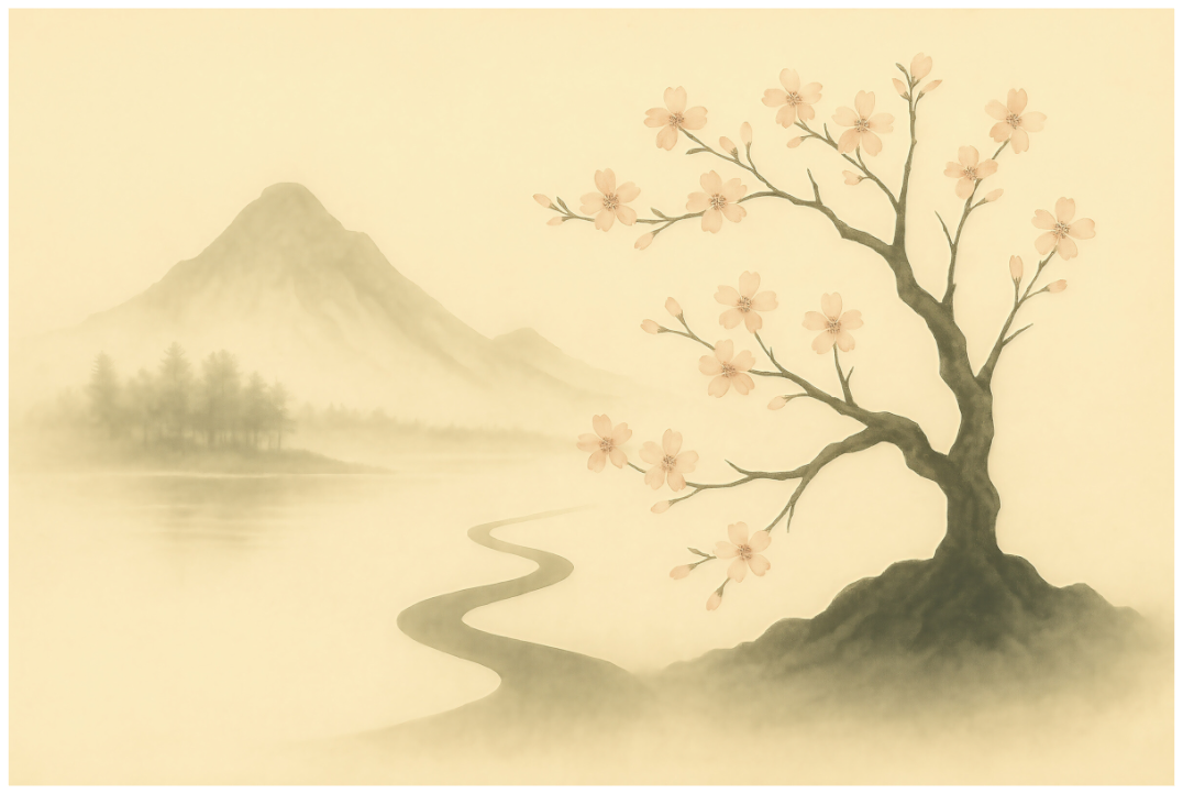 Main image Blossom Path – Spring Light in the Mist