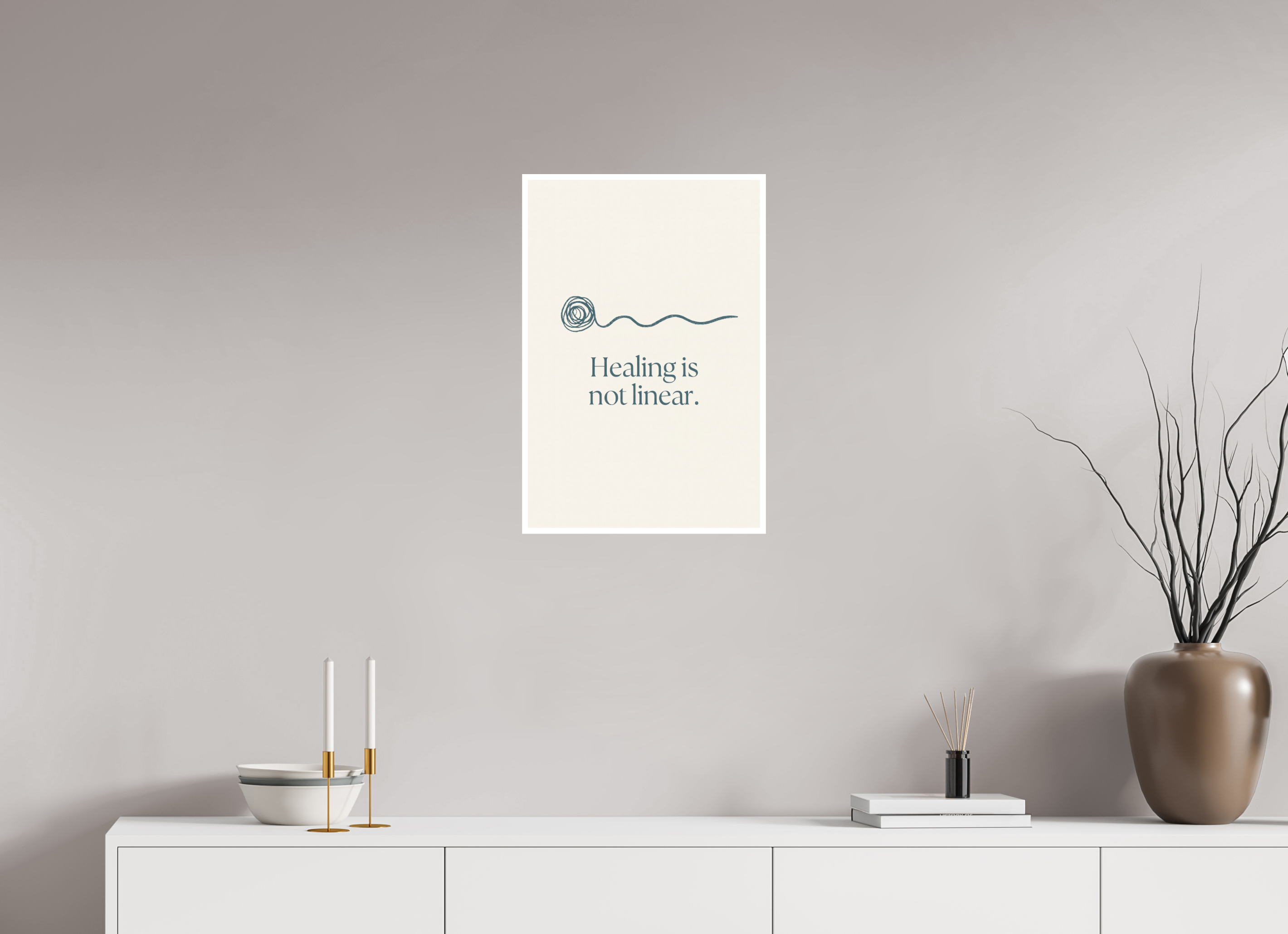40 x 60 cm, Poster Healing Is Not Linear – Minimalist Affirmation Art