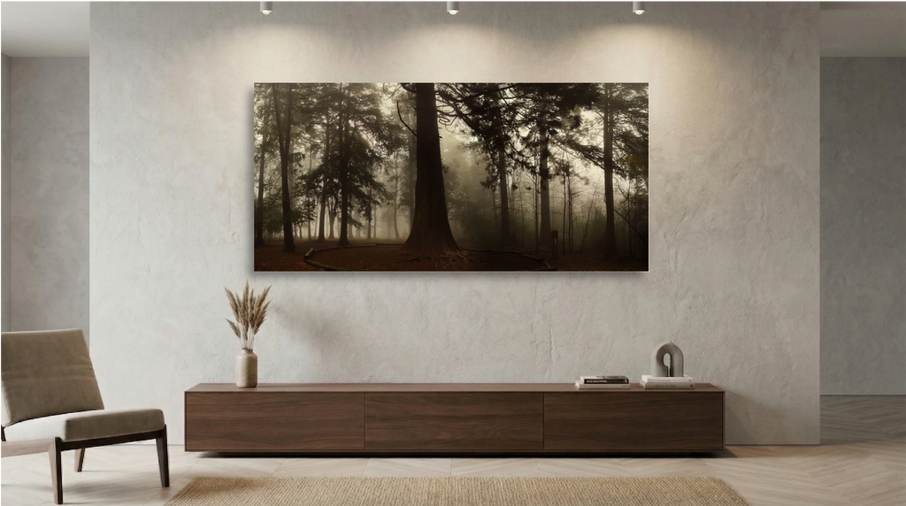 Baum im Nebelwald – Atmosphärischer Kunstdruck